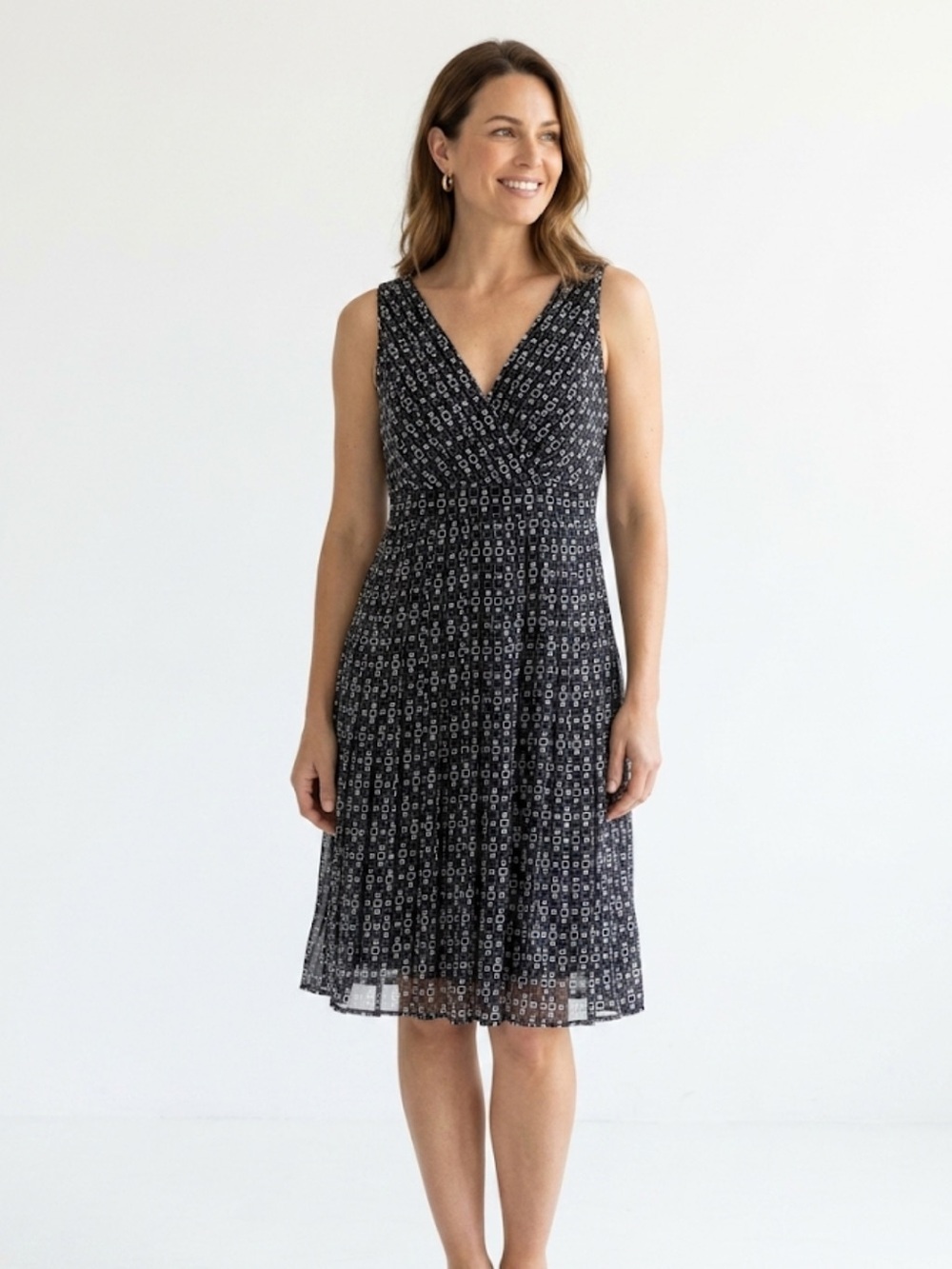 Esprit Geometric Print Dress Size 12 | Modern Minimalist Everyday Sleeveless
